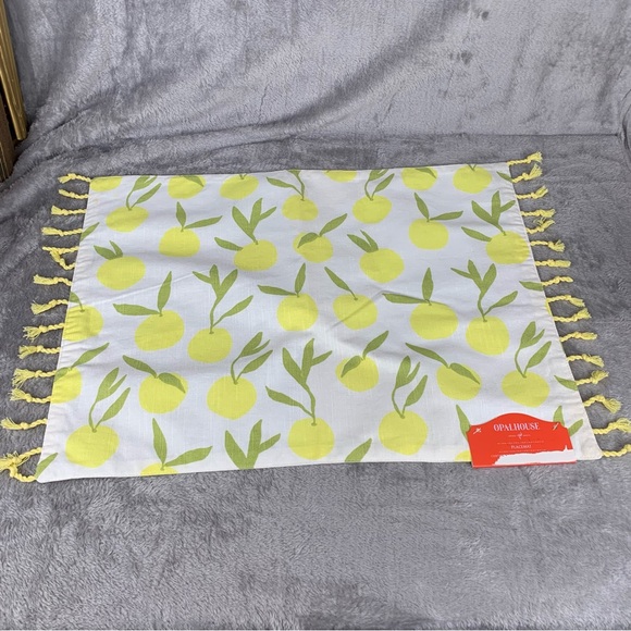 Opal House Lemons Set With Table Runner & 6 Matching NWT Placemats Tassels - Picture 2 of 16